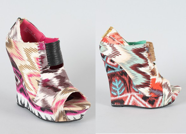 Bamboo Driven-68 Tribal Patchwork Wedge Bootie