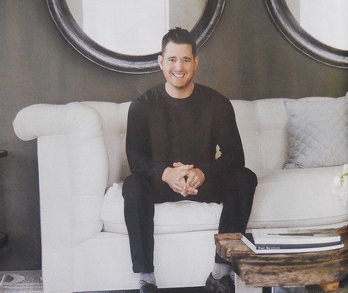 leather chesterfield sofa with Michael Buble