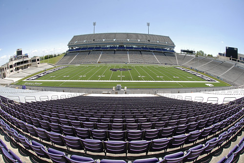 The brand of soy-based turf blanketing the Kansas State Wildcats outdoor stadium qualifies for the USDA Biopreferred program, and is an environmentally-friendly alternative to petroleum-based products. Photo courtesy Kansas State Athletics.