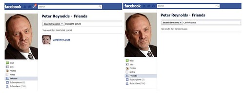 Caroline Lucas MP removes Peter Reynolds as Facebook friend