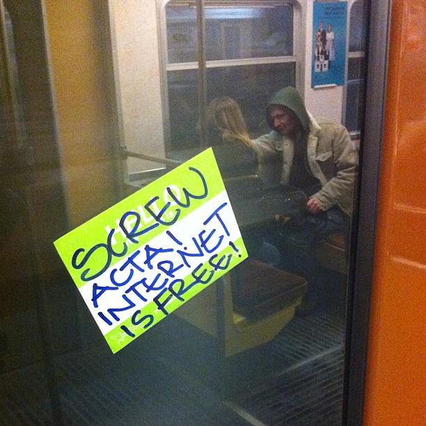 Screw #ACTA Internet is free. #subway #stockholm #sticker