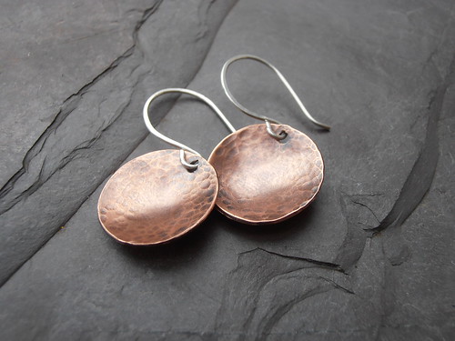 copper domed disc earrings by greensladejenny