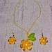 Tagua yellow flower short necklace with earrings