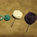 rolled rosette earrings and hair clips