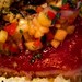 Atun en costra de cilandro y comino con salsa fresca de mango, pimiento y hierbabuena