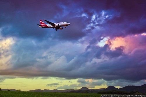 Plane takes off, Mauritius