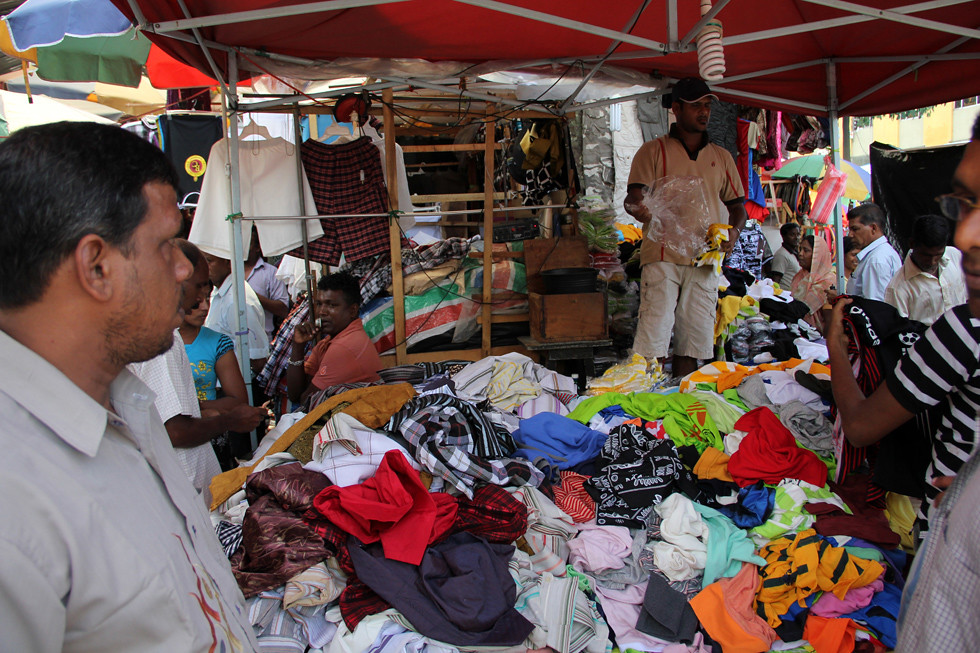 Selling Clothes at Pettah Market, Colombo, Sri Lanka