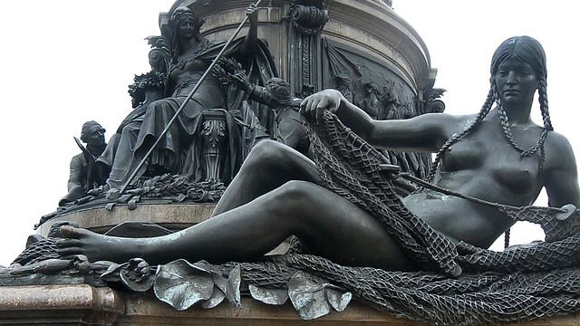 More views of a nude Native American maiden with fishing net on the Washington Monument in Eakins Oval near the Philadelphia Museum of Art (2)
