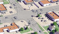 a suburban intersection before repair (courtesy of Galina Tachieva, Sprawl Repair Manual)