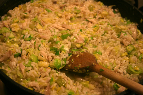 Roast Chicken and Brussels Sprout Risotto