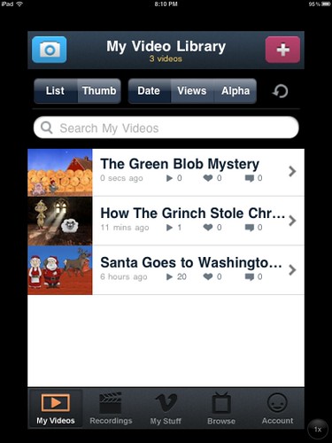 My Video Library on Vimeo's iPhone app