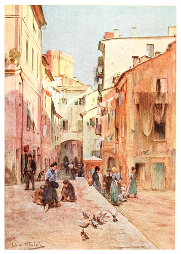 005-La plaza en Sestri Levante-An artist in the Riviera (1915)-Walter Tyndale