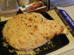 Christmas ham with mustard and breadcrumb coating