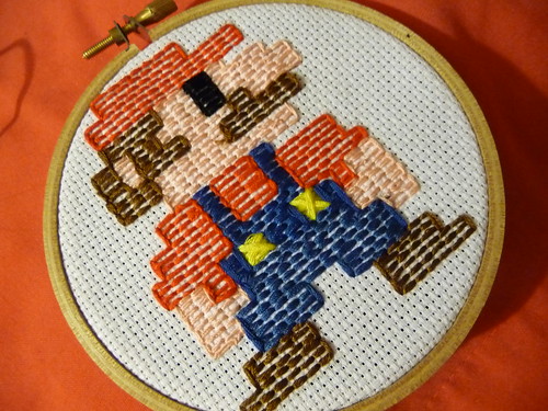 Retro 8 bit Mario embroidery