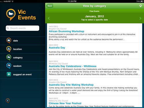 iPad Apps Vic Events (Free)