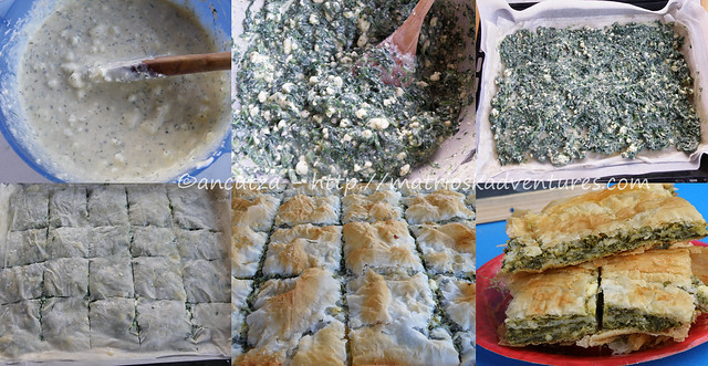 immagini preparazione spanakopita torta greca con pasta fillo spinaci feta