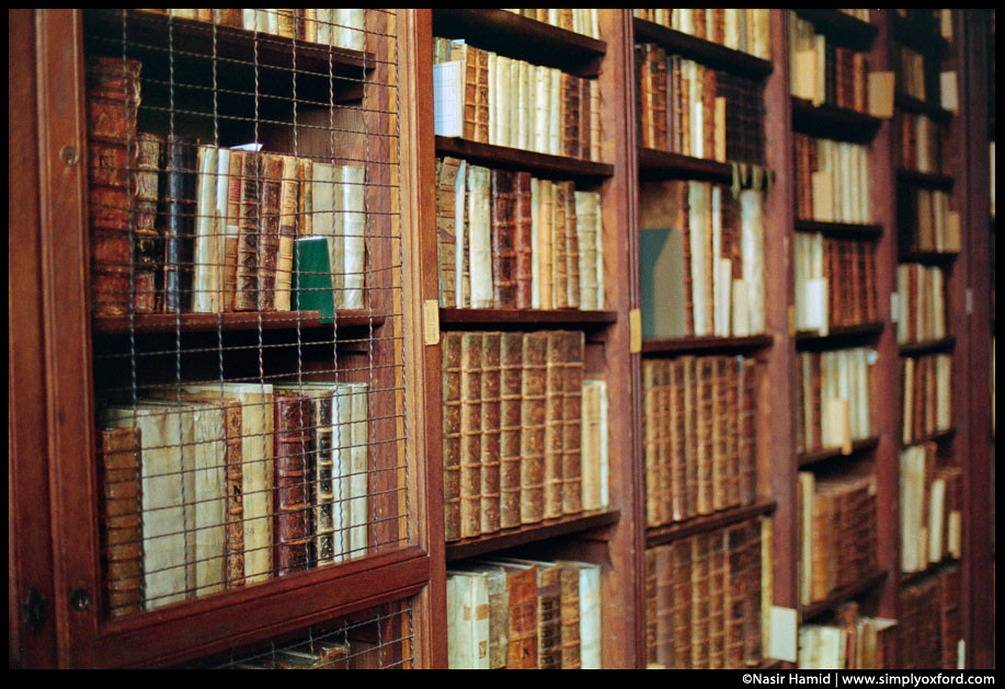 old books on shelves