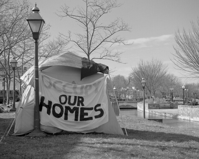 One of many tents delivering messages.