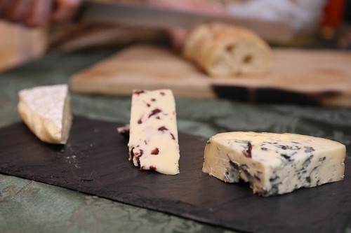 Cheese Plate with Fourme D'Ambert, Cranberry Wensleydale, and Brie Rouzaire Nangis
