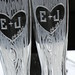 Pilsner glasses with carved tree, heart and initials
