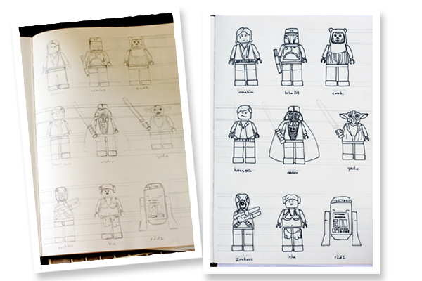 Hand Drawn Lego Star Wars Characters