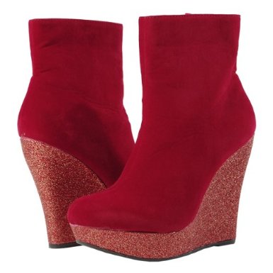 Ocean1 Glitter Wedge Suede Bright Ankle Boots RED