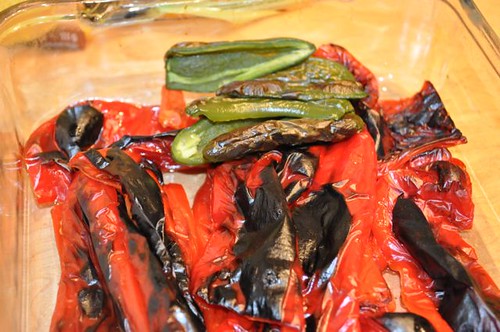 salsa roasted peppers cooling