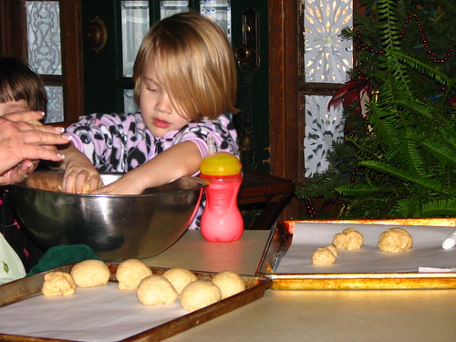 helping Ma make rolls and buns