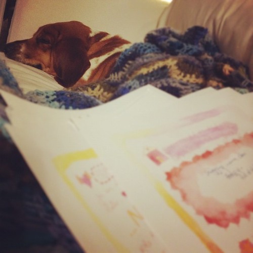 3. Snuggled in with pup while filling out @goddessleonie's planner for 2012