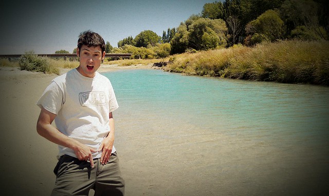 Aaron at the Waimak river