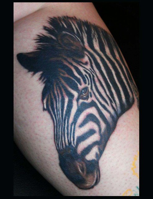 realistic animal tattoo color tattoo zebra tattoo leg tattoo 