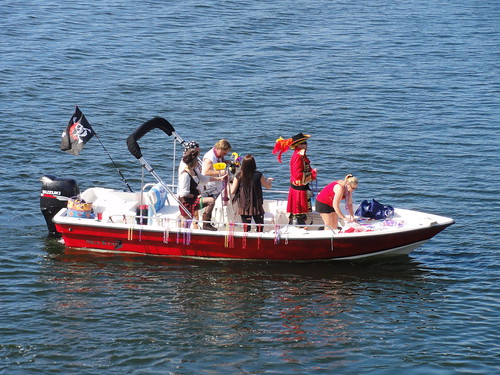 Gasparilla boats were literally dripping with beads.