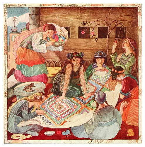 001-Las jovenes hadas cosen la alfombra-Polish fairy tales 1920-Cecile Walton