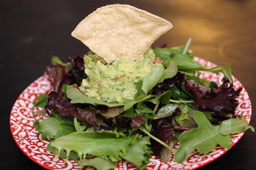 Lime Cilantro Salad with Guacamole and Tortilla Chips