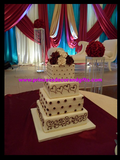turquoise burgundy and ivory wedding stage decor