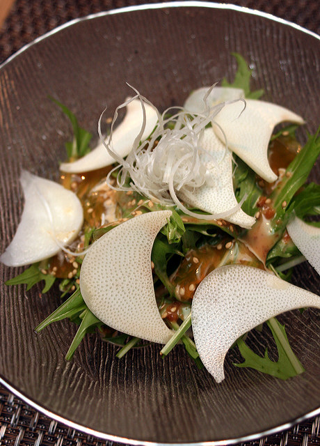 Heart of Palm Salad (Crisp Japanese onions, shaved heart of palm and Mizuna)