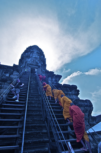 Monks and their ascension to the top.