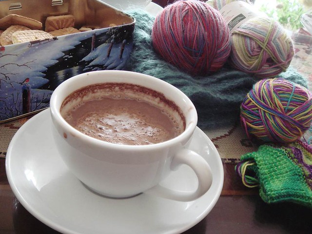 knitting and coffee