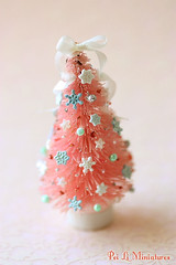 Dollhouse Miniature Pink Christmas Tree