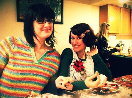 Carrie & I at an ugly sweater party