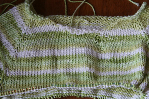 First Sweater in Progress (Knitting Top Down)