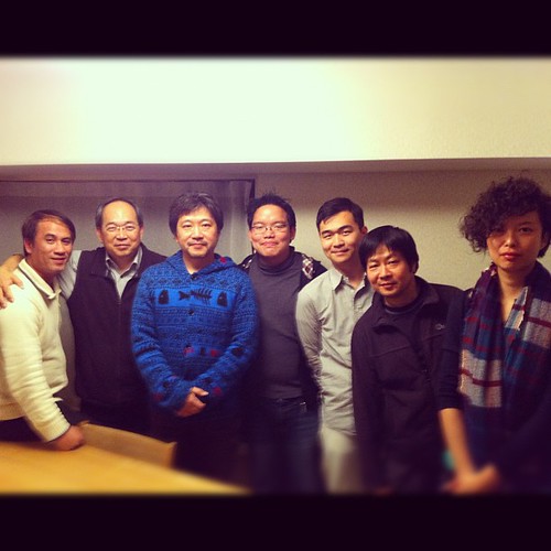 With director Hirokazu Koreeda and my crew. I'm influenced by his works!