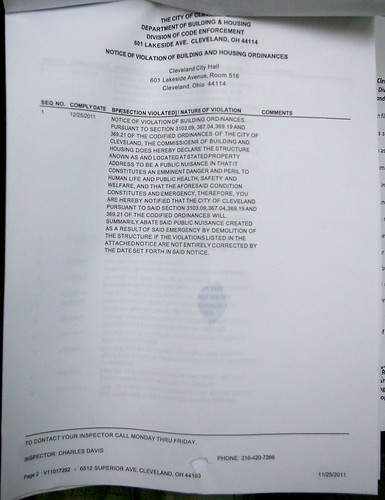 Condemnation notice, 6512 Superior Avenue, page 2