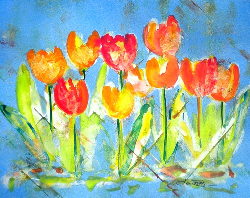 tulips in watercolor