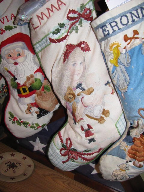 Crewel Stocking Girl Handmade by my Grandma
