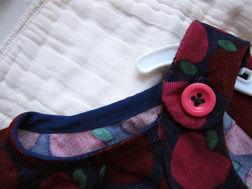 A is for Apple Dress button and bias binding detail