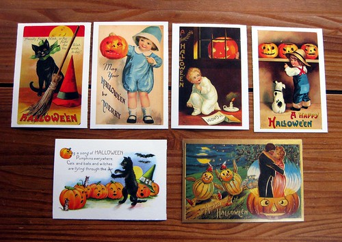 Vintage-reproduction Halloween postcards