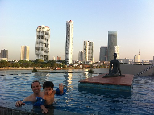 Early morning swim with Scott at the Chatrium Bangkok