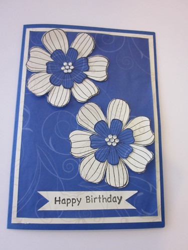 Flower card using patterned papers