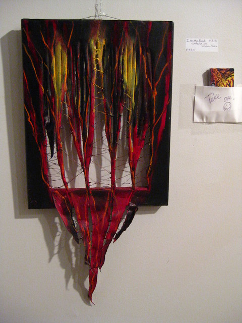 "I Am the Blood" hanging in the gallery, downstairs